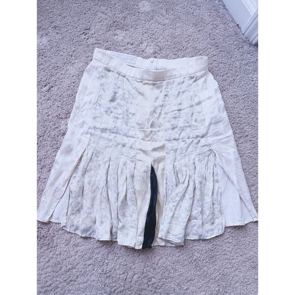 Stella McCartney Silk Mini Skirt Cream Pleated Small Quiet Luxury Old Money Chic - Picture 2 of 15